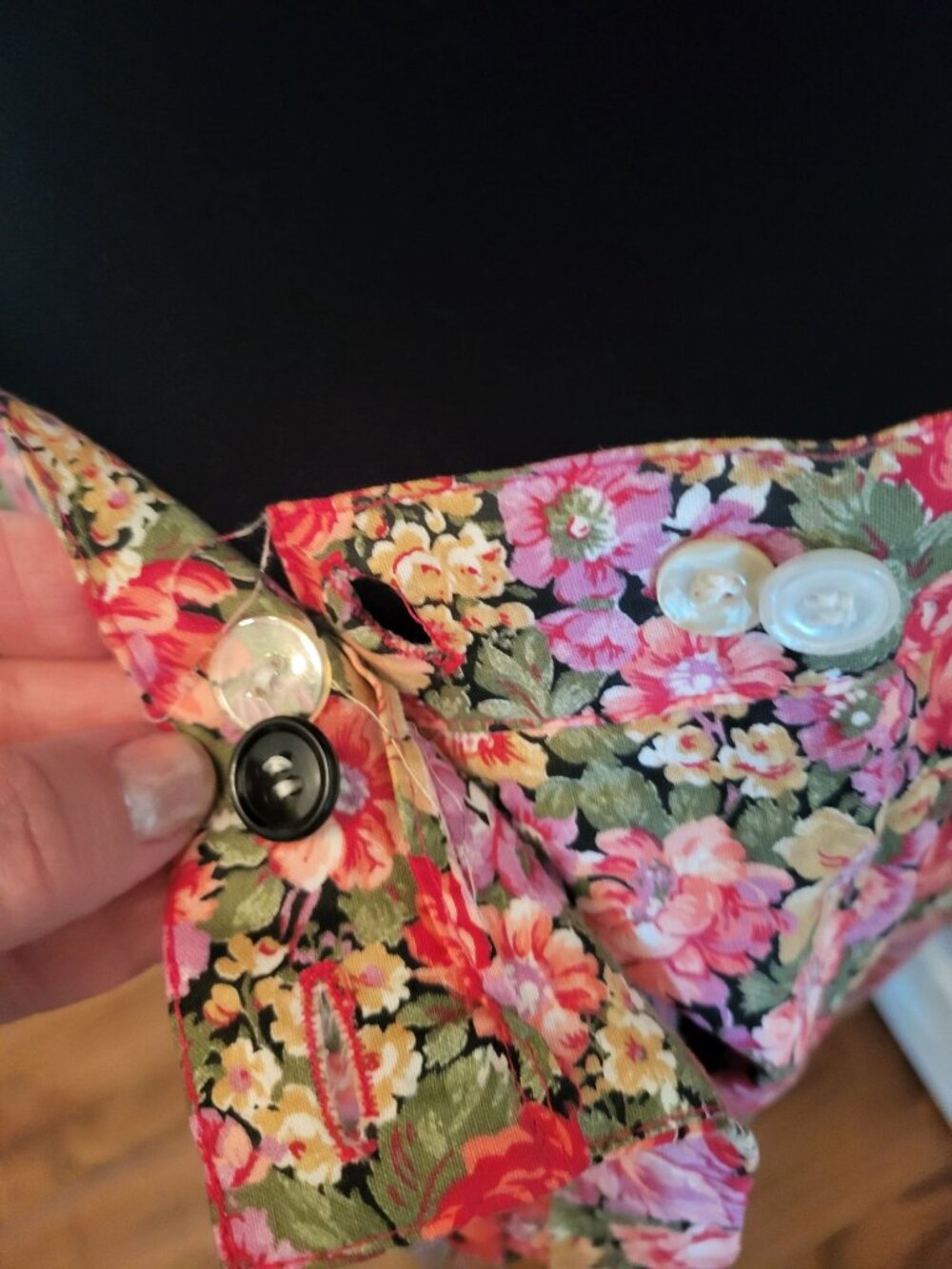 Vintage 80s Herman Geist Pink Rose Floral Cotton Skirt Blouse 10 Cottage Preppy - Picture 10 of 12
